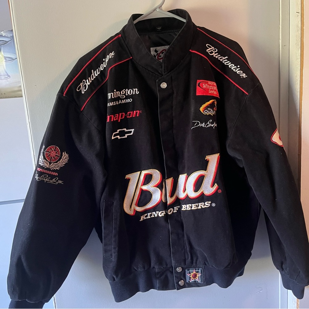 Vintage Dale Earnhardt Jr Black Varsity Bomber Jacket with Classic Style